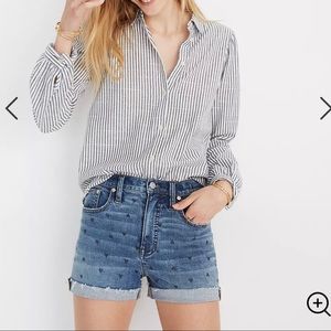 Madewell High-Rise Denim Shorts: Heart Print